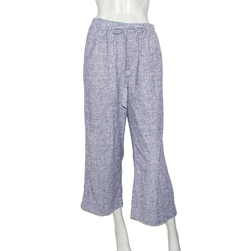 MARINE LAYER Small Wide Leg Pants Hemp Blend Heather Blue